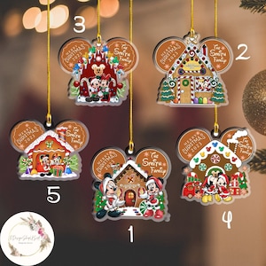 Personalized Gingerbread House Disney Christmas Ornament, Mickey Minnie Couples New Home Family Christmas Tree Decoration, Merry Christmas image 2