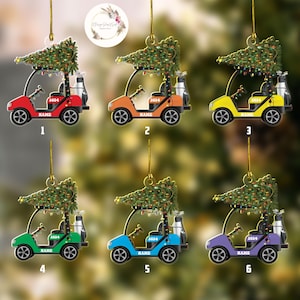 Personalized Golf Cart Christmas Ornament, Golf Team Ornaments, Christmas Gift For Golfer, Christmas Golf Ornament, Golf Clubs Ornament