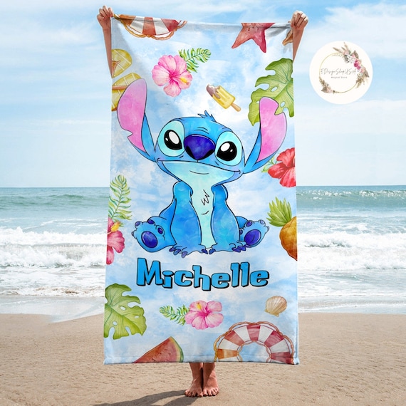 Personalized Watercolor Disney Stitch Beach Towel Lilo Stitch Baby Towel Bath Pool Beach Trip Stitch Birthday WDW Disneyland Summer Etsy
