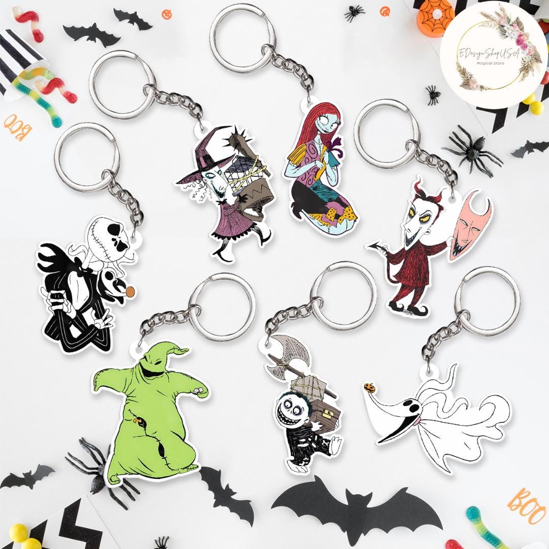 Disney The Nightmare Before Christmas Keychain, Jack Skellington Sally  Oogie Boogie Bash Disney Halloween Gifts, Lock Shock Barrel Zero Dog