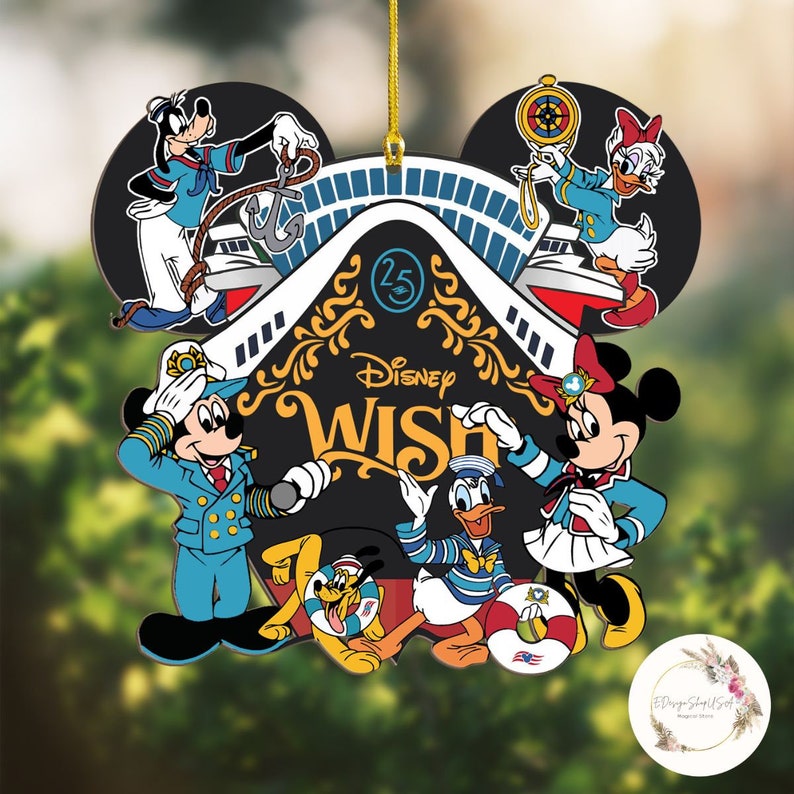 Personalized Disney Cruise Line Ornament 2023, Mickey and Friends Cruise Trip, 25th anniversary cruise ornament, Stateroom door number cabin image 3