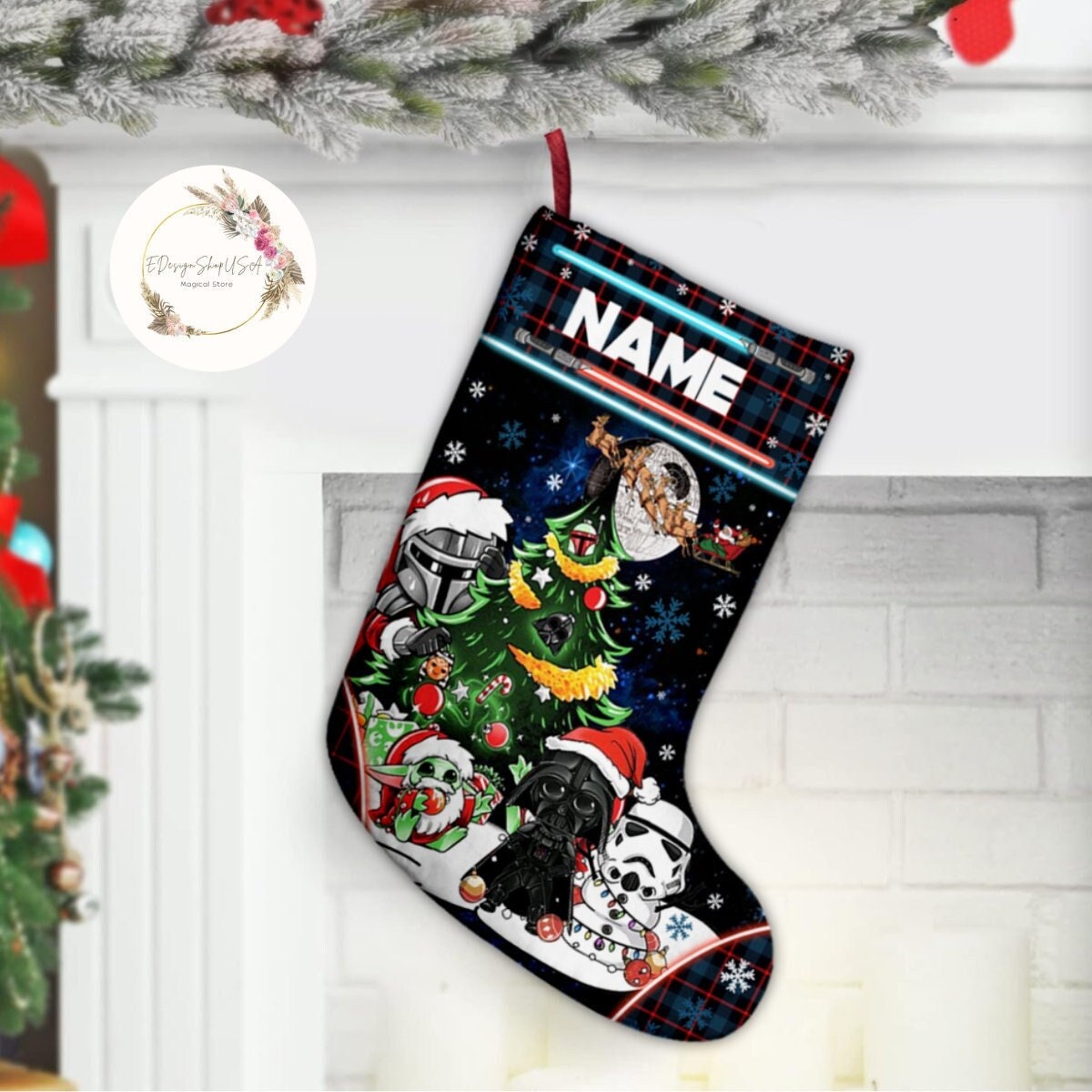 Personalized Star Wars Christmas Stocking, Christmas Galaxy Edge