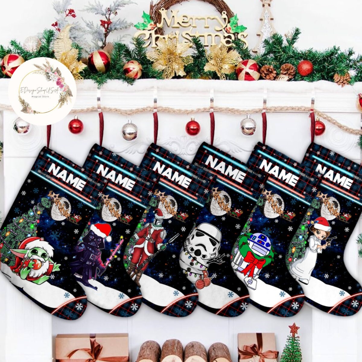 Personalized Star Wars Christmas Stocking, Christmas Galaxy Edge