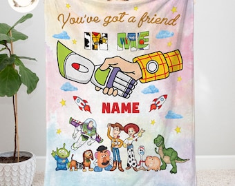 Personalized Disney Toy Story Blanket, Custom Name Disney Blanket, Woody Buzz Lightyear Jessie Toy Story Blanket, Gift for Boy or Girl