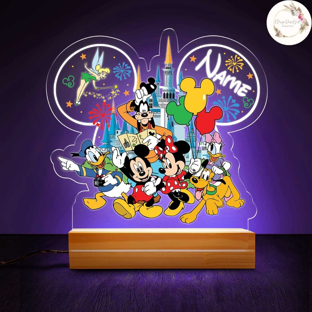 Personalized Mickey and Friends Disney Night Light, Custom Name