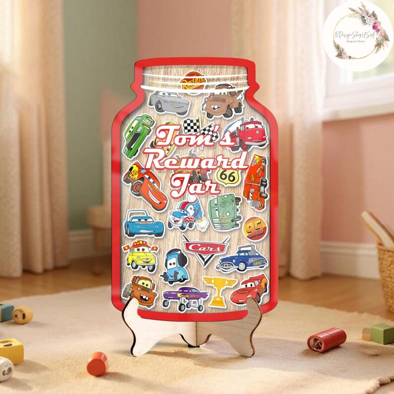Personalized Disney Cars Reward Jar, Lightning Mcqueen Mater Sally ...