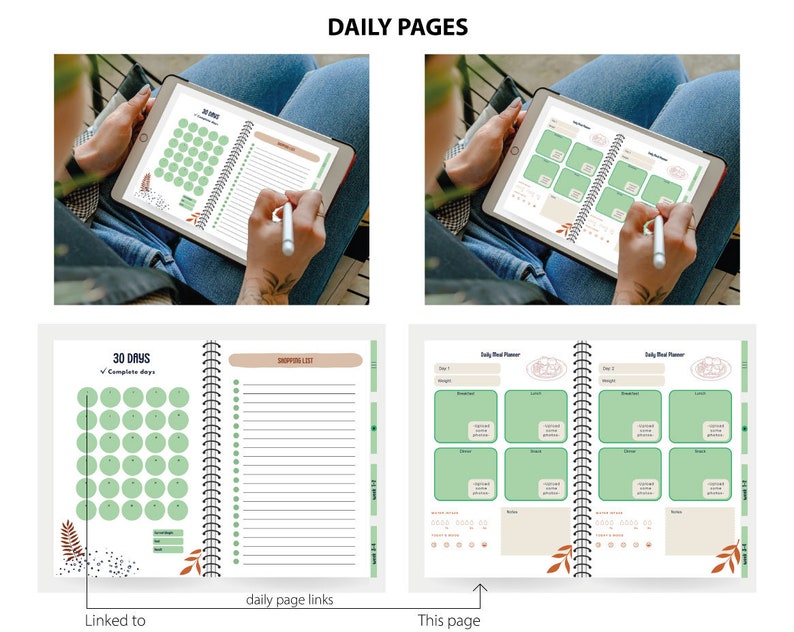 Weight Loss Journal Goodnotes Printable Meal Planner Etsy