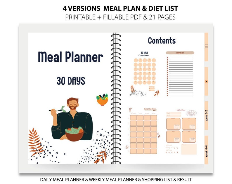Weight Loss Journal Goodnotes Printable Meal Planner Etsy