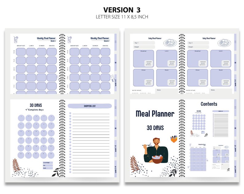 Weight Loss Journal Goodnotes Printable Meal Planner Etsy