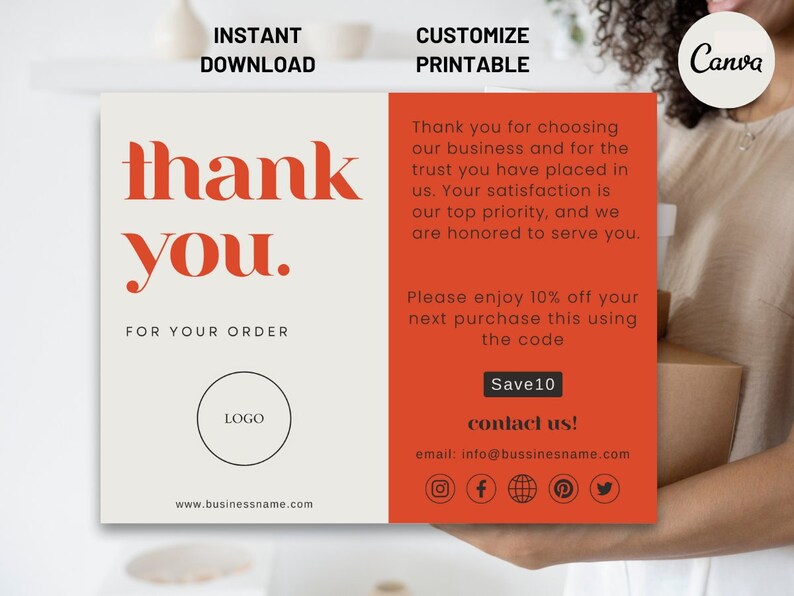 Business Thank You Card Personalized Thank You Note Etsy