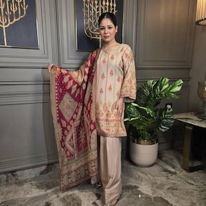 Pakistani Designer Chinon Silk fully embroidered Sequence Work Readymade Salwar Kameez Stitched Wedding Wear Suits