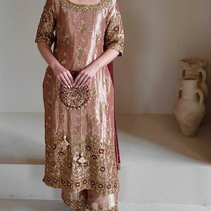 Pakistani Designer Chinon Silk fully embroidered Sequence Work Readymade Salwar Kameez Stitched Wedding Wear Suits