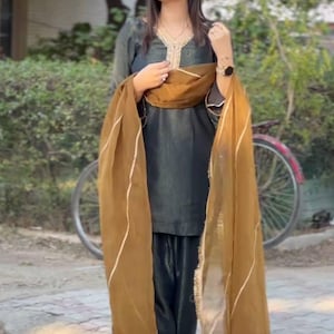Pakistani Designer Chinon Silk fully embroidered Sequence Work Readymade Salwar Kameez Stitched Wedding Wear Suits
