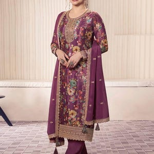 Pakistani Designer Chinon Silk fully embroidered Sequence Work Readymade Salwar Kameez Stitched Wedding Wear Suits