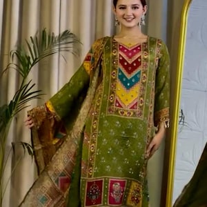 Pakistani Designer Chinon Silk fully embroidered Sequence Work Readymade Salwar Kameez Stitched Wedding Wear Suits
