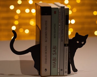 Metall Anime Katze Buchstütze für Zuhause, Büro | Buchständer |Buchhalter |Modernes Dekor | Geschenk für Buchliebhaber | Buchstützen |Verstellbarer Buchhalter