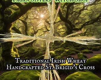 St. Brigid&#39;s Cross Handcrafted four Armed Imbolc Home Protection / Irish Celtic Magic Pagan Banish Negativity Kildare / Traditional Wheat