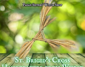 St. Brigid&#39;s Cross Handcrafted Three Armed Imbolc Home Protection / Irish Celtic Magic Pagan Banish Negativity Kildare / Traditional Wheat