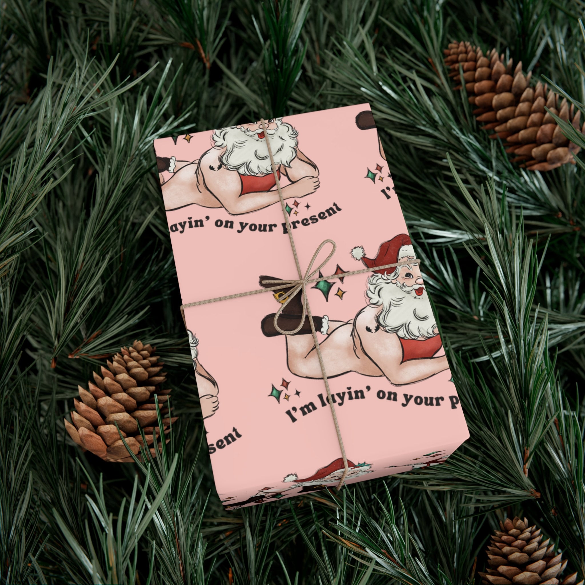 Fun Work Wrapping Paper Funny Santa Wrapping Gift Wrapping Paper, Funny Holiday Gift, Christmas ...