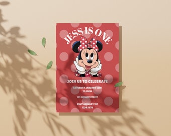 Faire-part numérique Minnie Mouse rouge