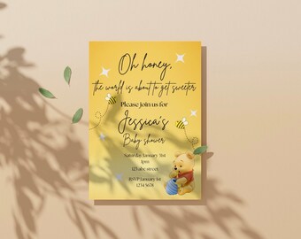 Winnie the Pooh Baby Shower Digital Invitation