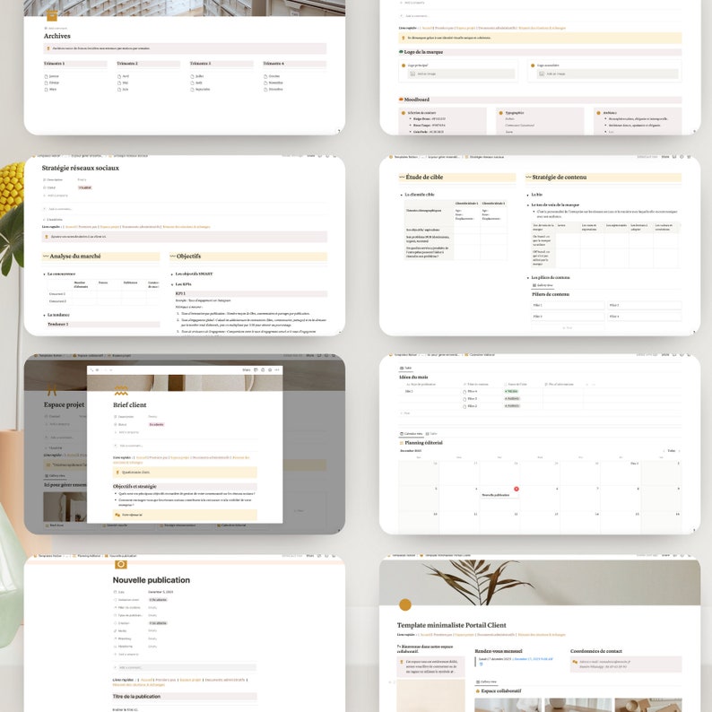 Template minimaliste portail client Notion Template Notion Community manager Modèle espace client Notion Espace collaboratif CM image 4