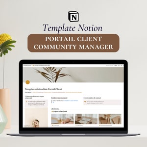 Template minimaliste portail client Notion Template Notion Community manager Modèle espace client Notion Espace collaboratif CM image 1