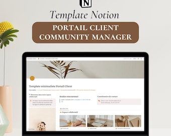 Template minimaliste portail client Notion | Template Notion Community manager |  Modèle espace client Notion | Espace collaboratif CM