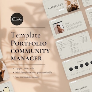 Template Portfolio Community manager | Template social media | Stratégie Instagram | Template community manager | Template Canva français