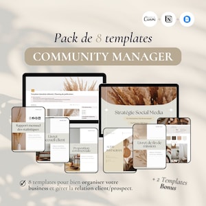 Pack community manager | Bundle 10 Templates community manager | Pack français community manager freelance | Kit français Community manager