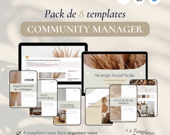 Pack community manager | Bundle 10 Templates community manager | Pack français community manager freelance | Kit français Community manager