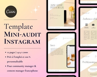 Mini audit Instagram | Mini Audit réseaux sociaux | Template Community Manager | Stratégie Instagram | Template français  | Audit Instagram