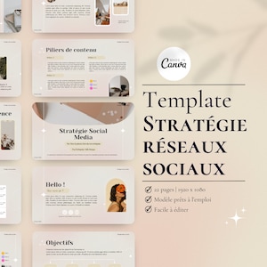 Template Stratégie réseaux sociaux | Modèle stratégie réseaux sociaux Canva | Template Community manager | Stratégie social media  |