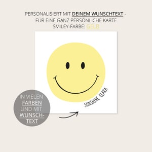 KARTE Smiley - verschiedene Farben - personalisiert - Postkarte quadratisch 12x12cm - beschreibbar