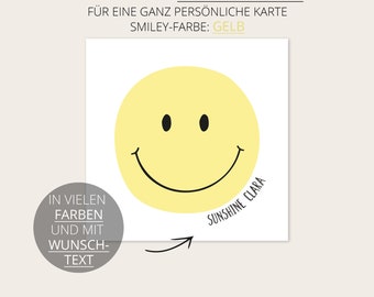 KARTE Smiley - verschiedene Farben - personalisiert - Postkarte quadratisch 12x12cm - beschreibbar