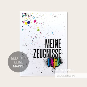SCHULE ZEUGNISMAPPE Graffiti bunt - Einschulung - personalisiert - Titelblatt mit oder ohne Mappe