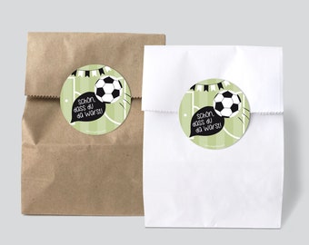 AUFKLEBER für Mitgebseltüten Fußball - Kindergeburtstag - 6cm rund - 10 Stück