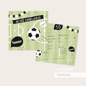 EINLADUNG Fußball - Kindergeburtstag - quadratisch 13,5 x 13,5 cm - 10er Set