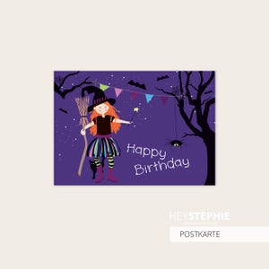 GLÜCKWUNSCHKARTE Hexe - Geburtstag - A6 - Postkarte - beschreibbar