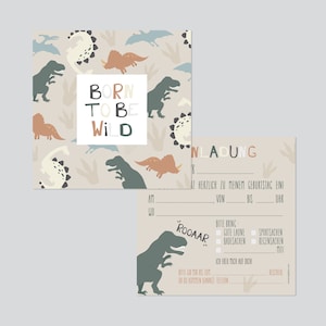 EINLADUNG Dinosaurier - Kindergeburtstag - quadratisch 13,5 x 13,5 cm - 10er Set
