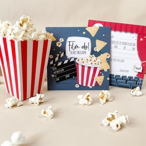 EINLADUNG Kino - Kindergeburtstag - quadratisch 13,5 x 13,5 cm - 10er Set