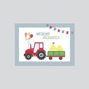 GLÜCKWUNSCHKARTE Traktor - Geburtstag - A6 - Postkarte - beschreibbar