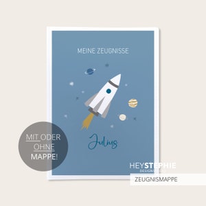 SCHULE ZEUGNISMAPPE Weltall - Einschulung - personalisiert - Titelblatt mit oder ohne Mappe
