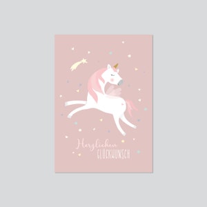 GLÜCKWUNSCHKARTE Einhorn - Geburtstag - A6 - Postkarte - beschreibbar