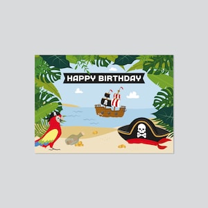 GLÜCKWUNSCHKARTE Pirat - Geburtstag - A6 - Postkarte - beschreibbar
