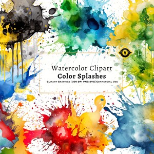 Aquarell Clip Art Kommerzielle Nutzung Sofortiger Download Clip Art Farbe Splash Png Clip Art Bunte Png Grafik Design Clip Art