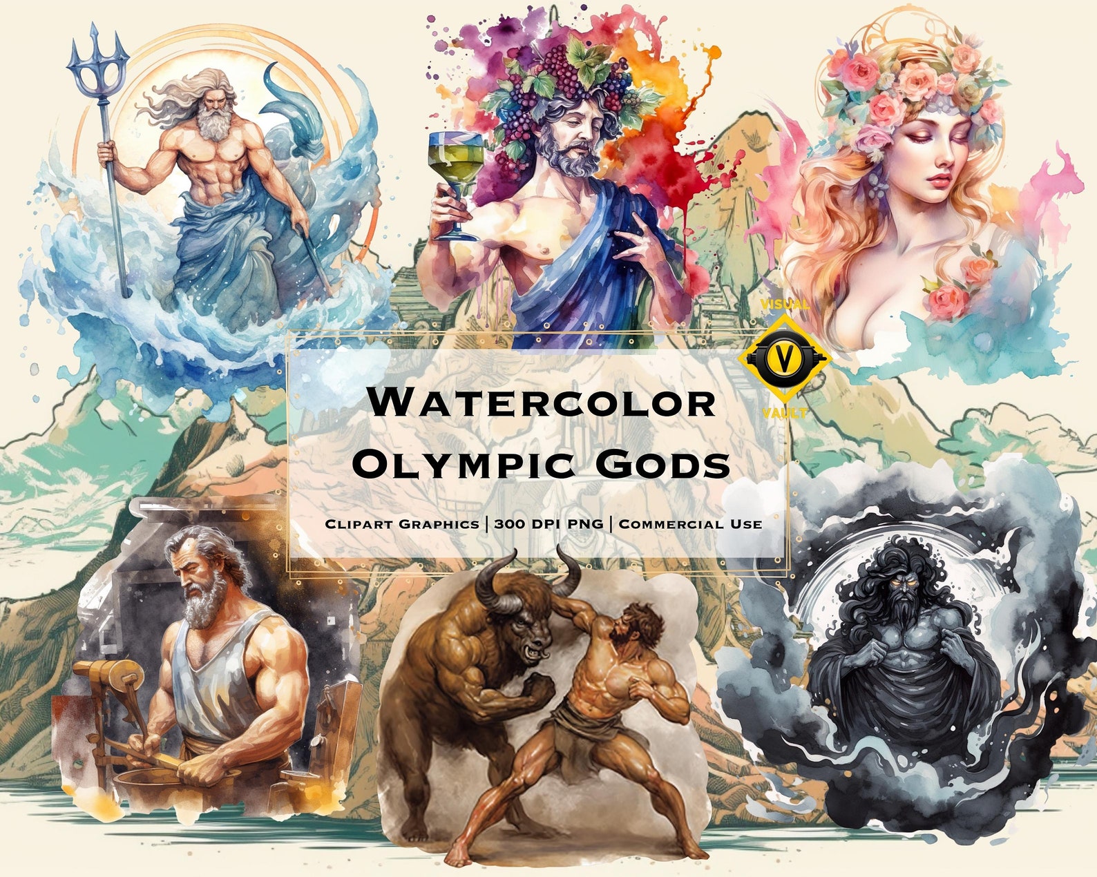 Greek Gods Watercolor Clipart Greek Watercolor Clipart Greek - Etsy