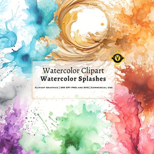 40 Watercolor Splashes, Clipart Elements & Free Flowing Shapes, Watercolor Splatter Clipart, Watercolor Clipart, Fall Png,  Logo Design