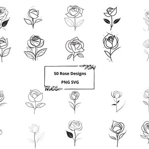 50 Rose Svg Designs | Rose Svg | Rose Bundle | Floral Svg Bundle | Geometric Rose Svg | Rose Tattoo Svg | Floral Geometric Svg | Rose PNG