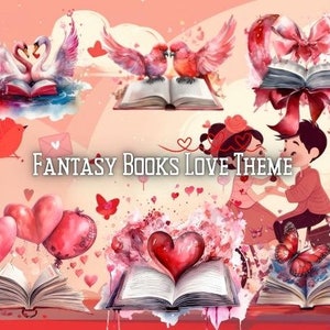 Watercolor Fantasy Books Clipart, Open Book Clipart, Vintage Books Stacklibrary Clipart, Colorful Book Clipart, Colorful Page Graphics